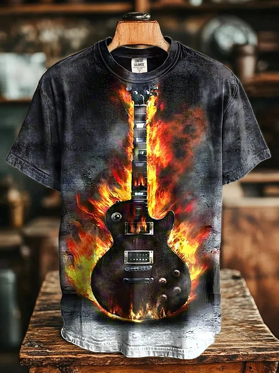 Eagerlys Fire Guitar Art Print T-shirt Eagerlys