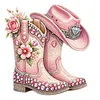 DIY Pearl Painting - Handmade Self - Adhesive Pearls - Pink cowboy boots and hat