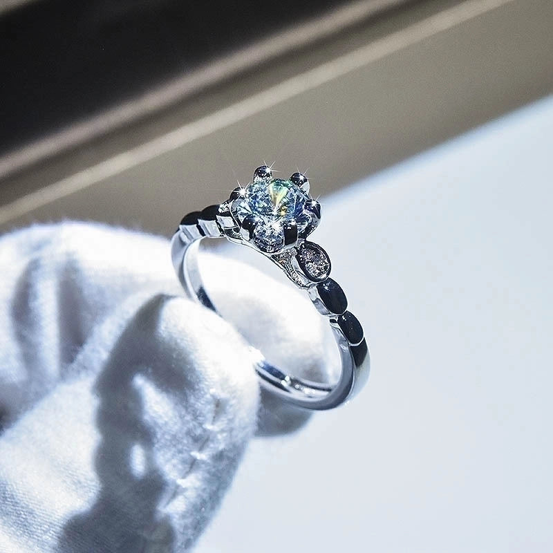 Fashion Round Copper Inlay Artificial Diamond Rings 1 Piece