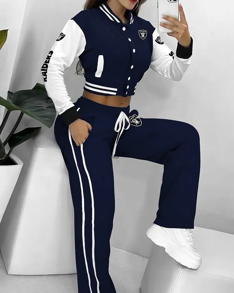 Las Vegas Raiders 3D Printed Varsity Jacket Set