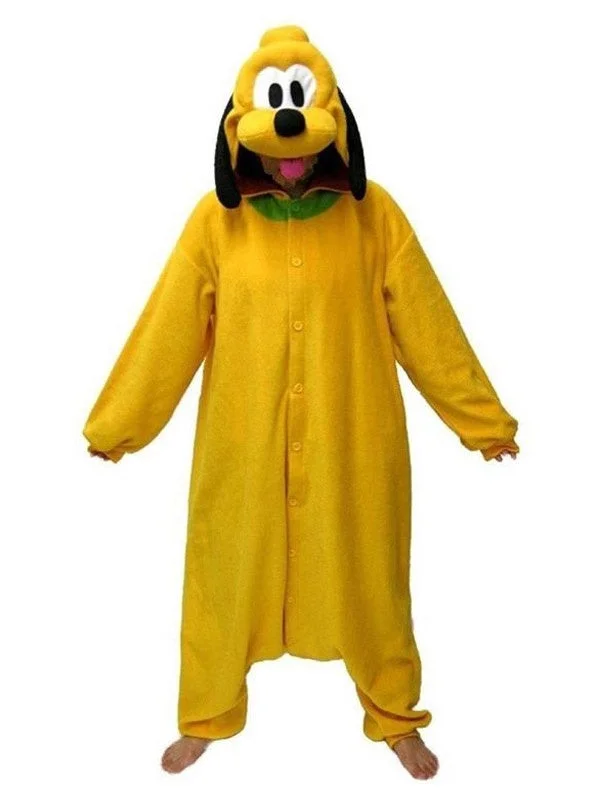 Dog Kigurumi Pajama Onesie Adult fleece Flannel Yellow Cartoon Anime Jumpsuit Halloween Costume Novameme
