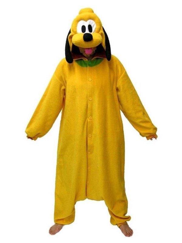 Dog Kigurumi Pajama Onesie Adult fleece Flannel Yellow Cartoon Anime Jumpsuit Halloween Costume Novameme