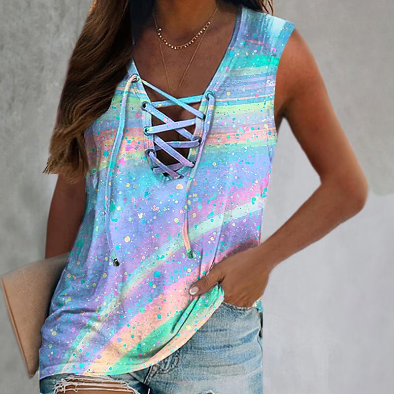 Macaron Rainbow Color Sleeveless Vest