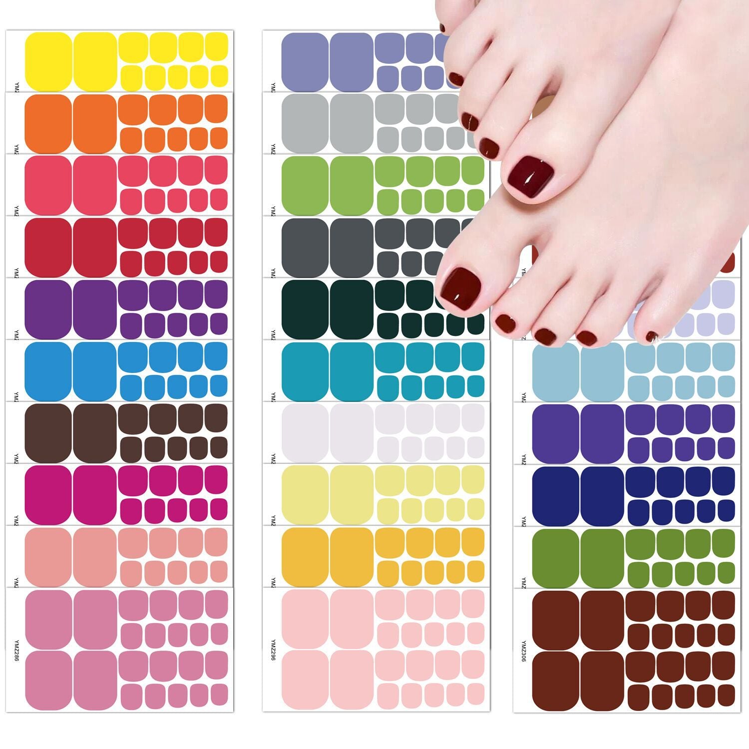 Foot Stickers Nail Stickers Full Solid Color 3d Toenail Stickers Patch