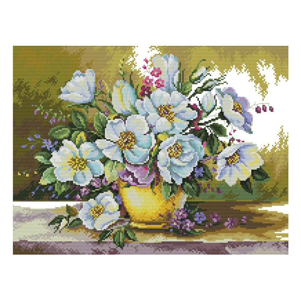 

Three Purple Flowers - 14CT Stamped Cross Stitch - 34*31cm, 501 Original