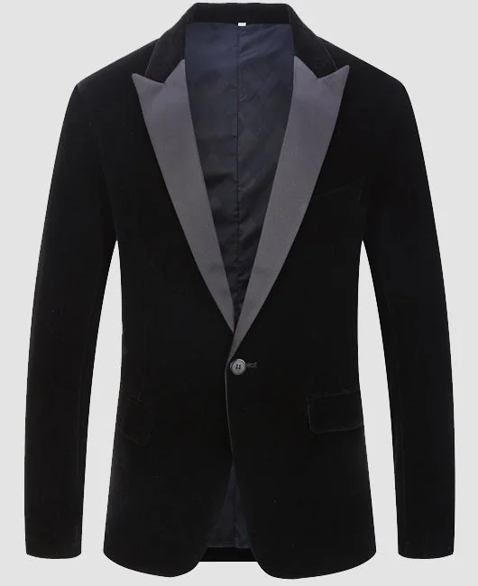 Glamorous Plain Velvet Lapel Collar One Botton Blazer Okaywear