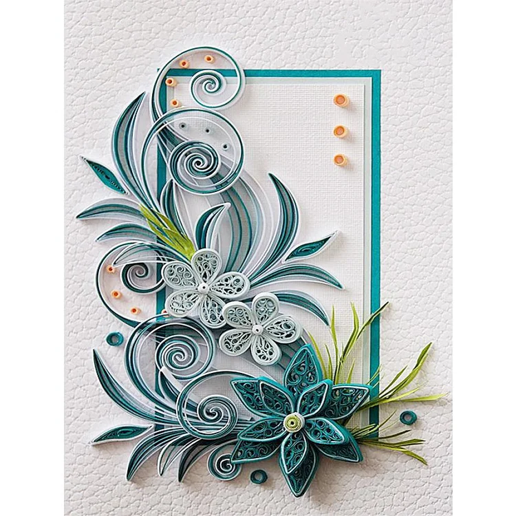 Paper Quilling Blue Flower - Full Round Drill Diamond Painting - 30x40cm(Canvas)
