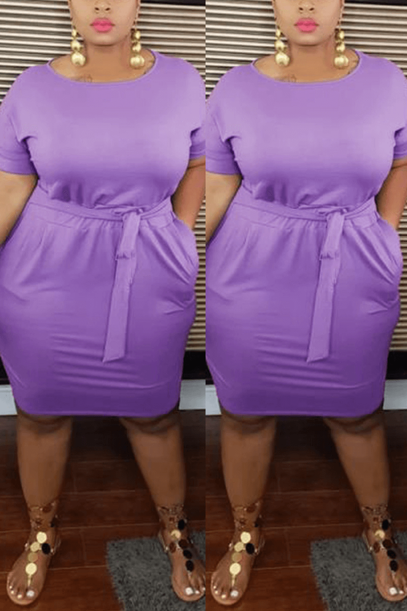 Fashion Casual Solid A Line Plus Size Dress