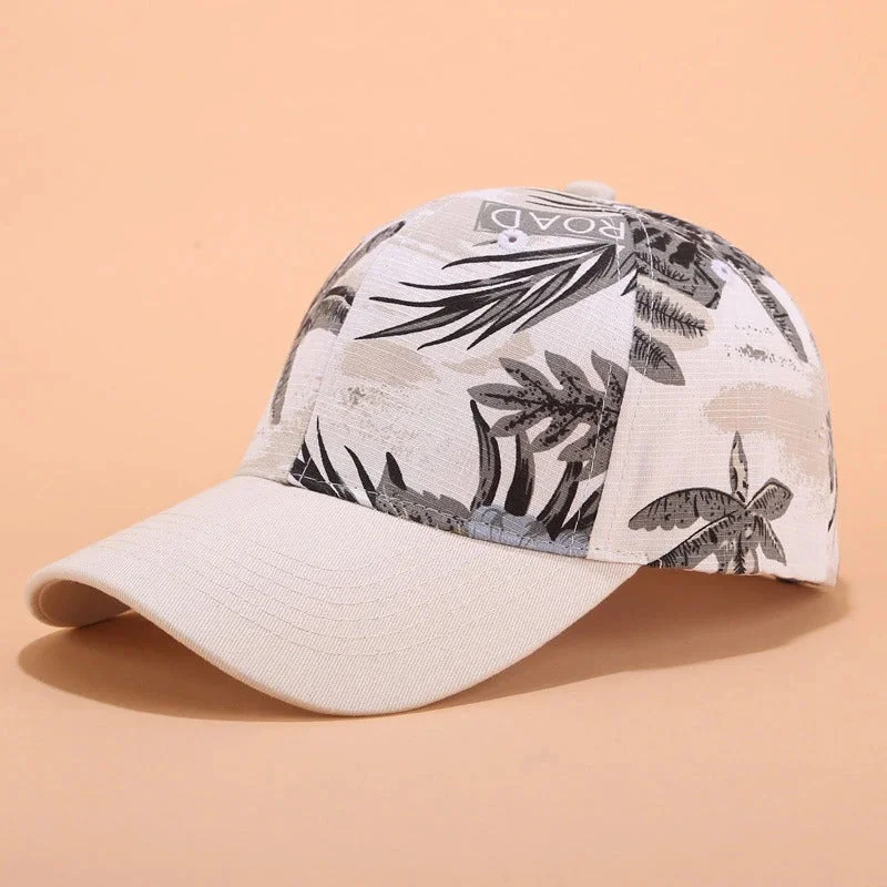 Adjustable Flower Leaf Print Snapback Outdoor Summer Caps