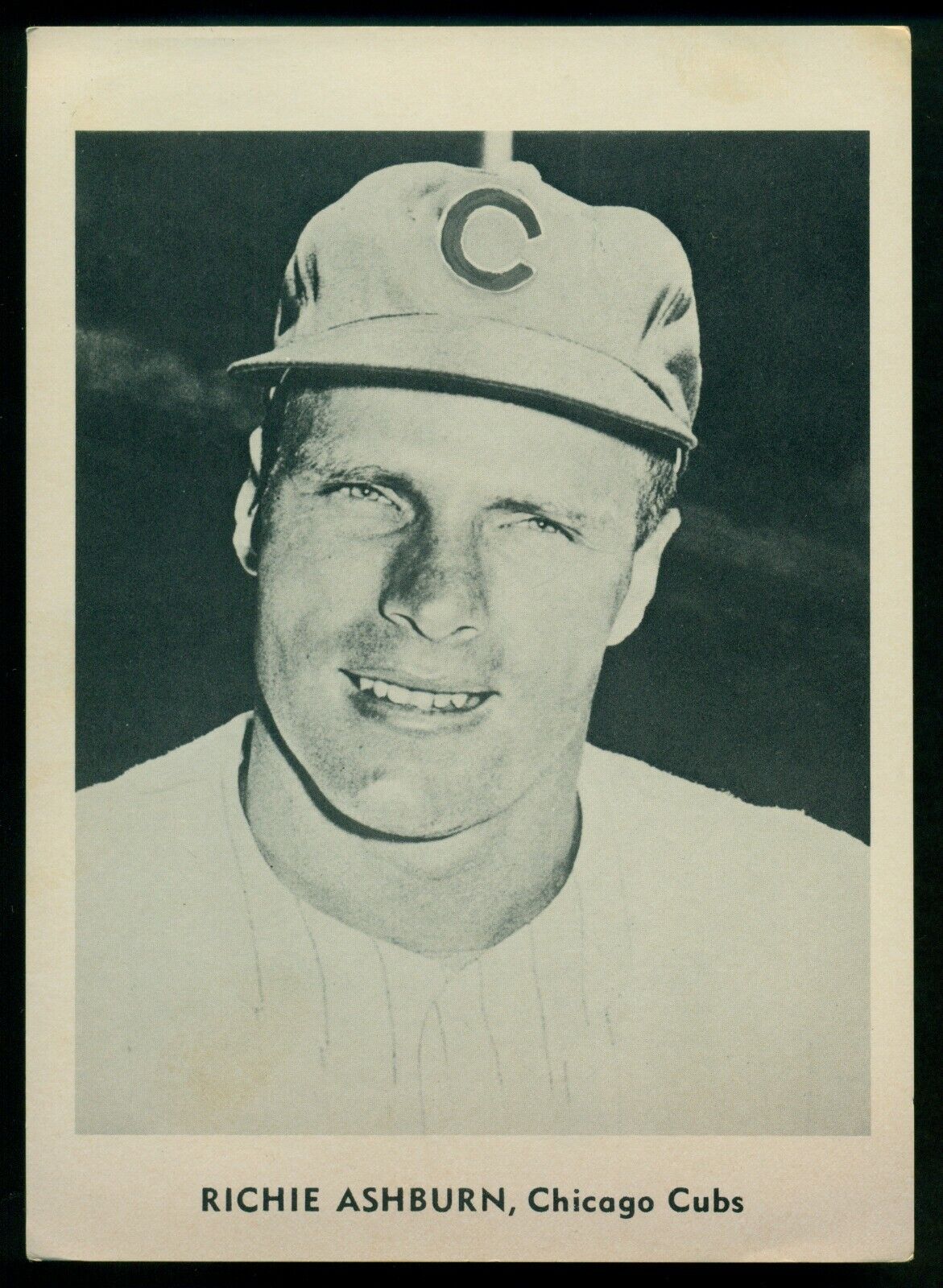 Original 1950's Richie Ashburn CHICAGO CUBS Team Issue B&W Photo Poster painting Card 5X7 EX-NM