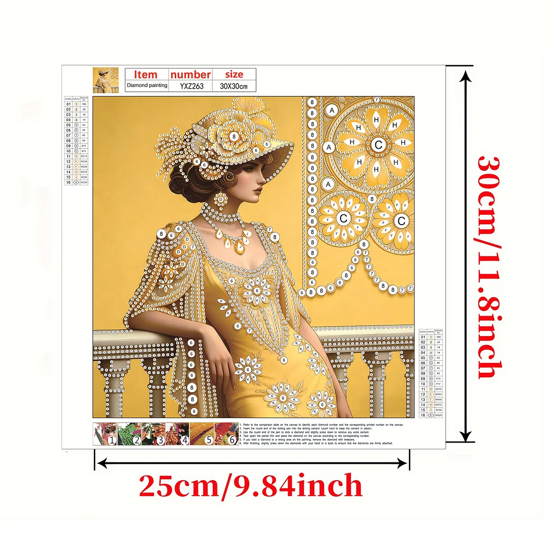 Yellow Beauty Special Shaped 5D DIY Partial Drill Diamond Painting Kit 30x30cm