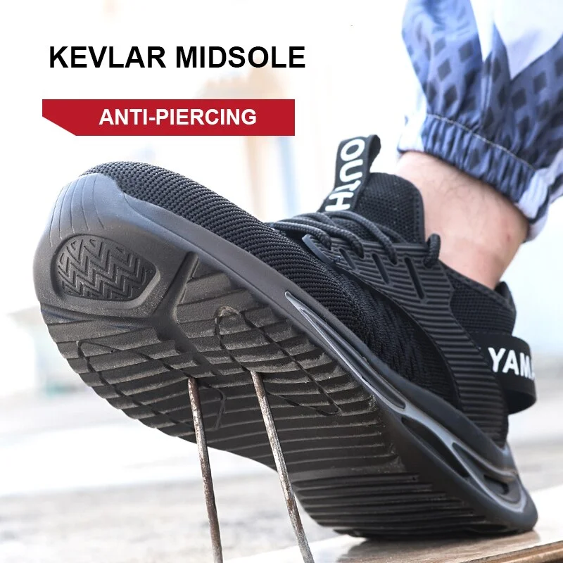 Fashion Man Safety Shoes Men Boots Steel Toe Shoes Breathable Work Sneakers Indestructible Safety Boots Male Shoes Work Boots