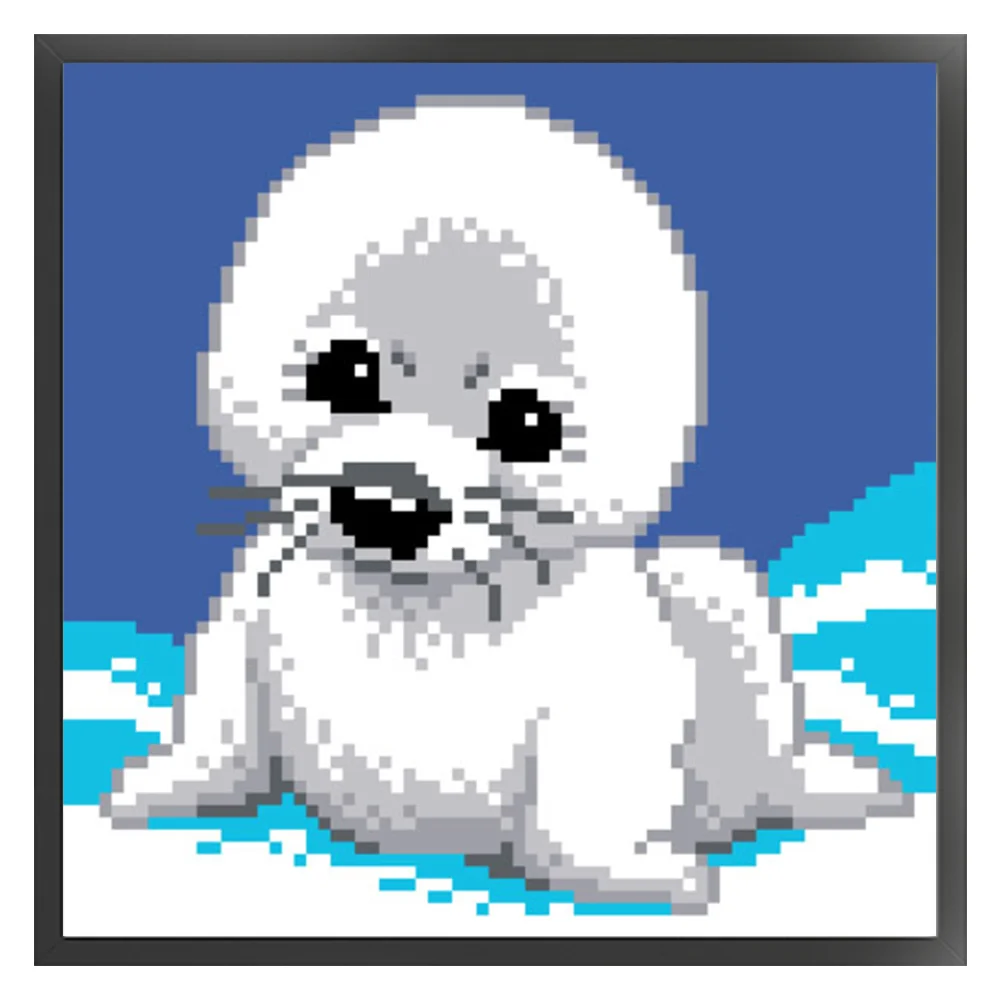 9CT Full Stamped Cross Stitch Bead Embroidery - Seal(Canvas|20*20CM)