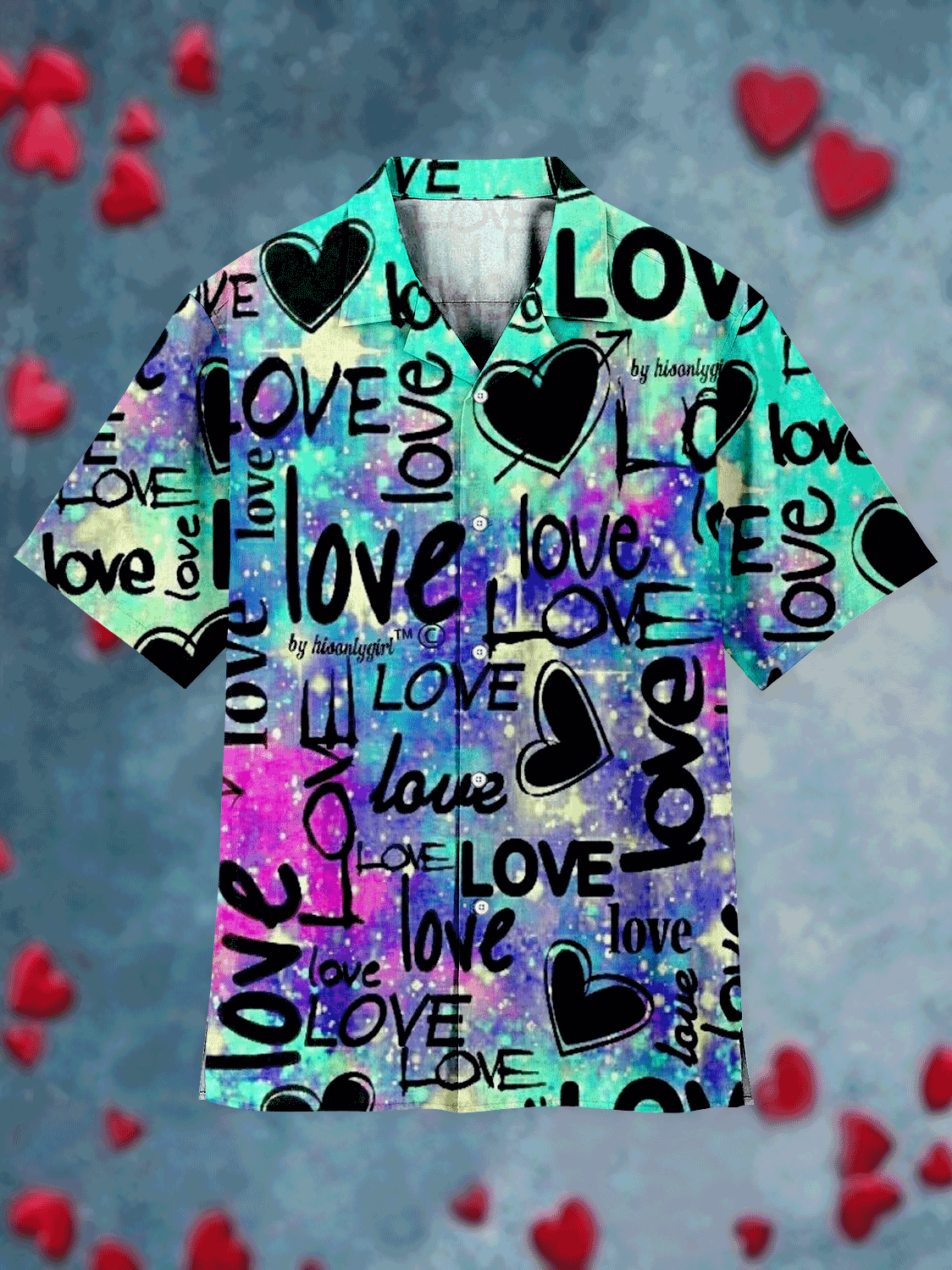 Mens Shirts Valentine's Day Love Heart Graphic Print PLUSCLOTHESMAN