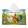 DIY Diamond Art Tissue Box Holder Farm Chicken PULeather Diamond Art Desktop Organizer Resin Rhinestone Storage Organizers Gem Art Home Office Decor Craft Gift for Women