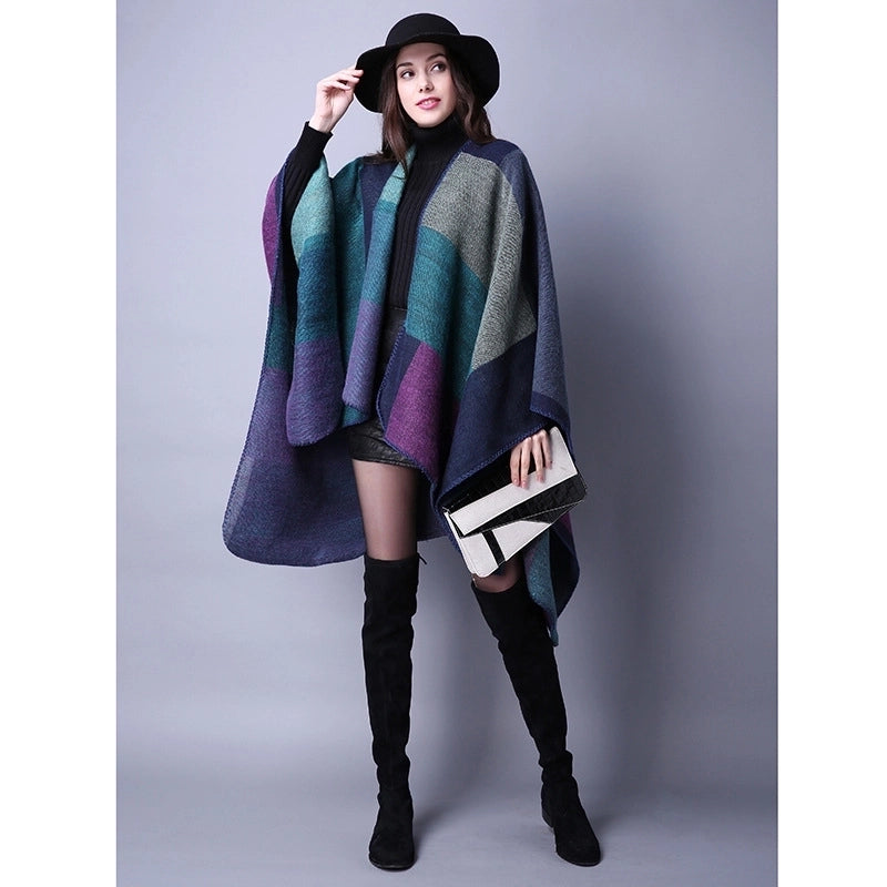 Women’s Retro Lattice Imitation Cashmere Sewing Shawls