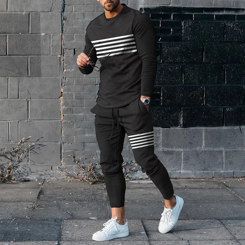 Men's Line Long Sleeve T-Shirt And Pants Co-Ord
