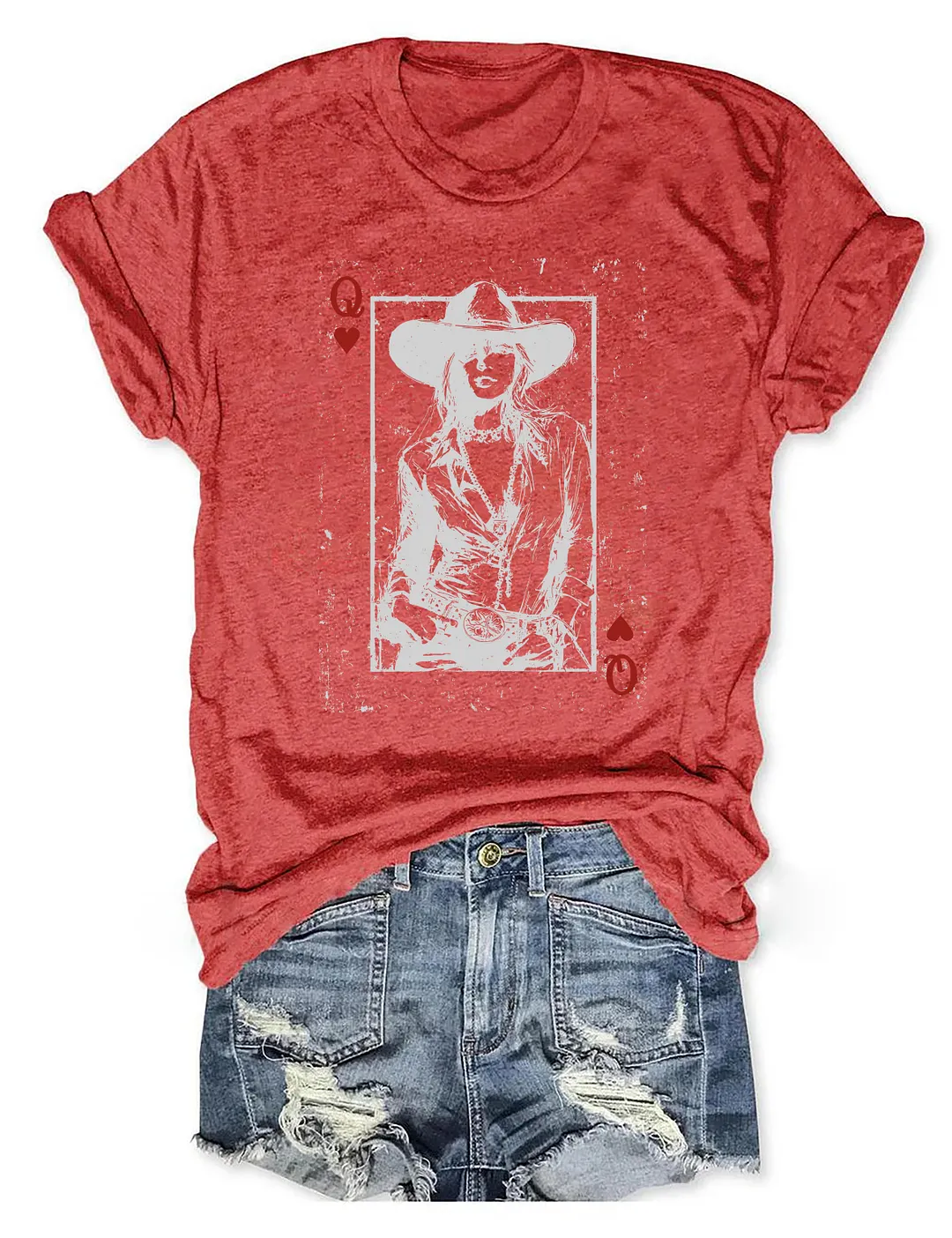 Cowgirl Queen Of Hearts Card T-shirt