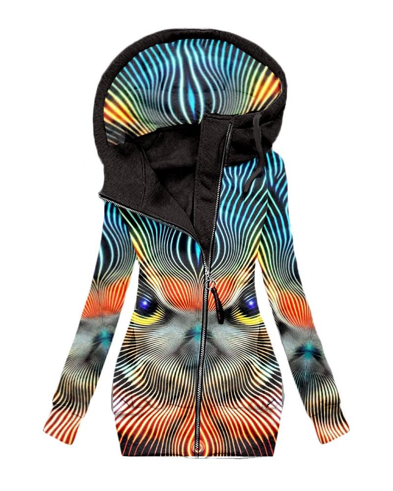 Women's Daily Vintage Print Hoodie-082206