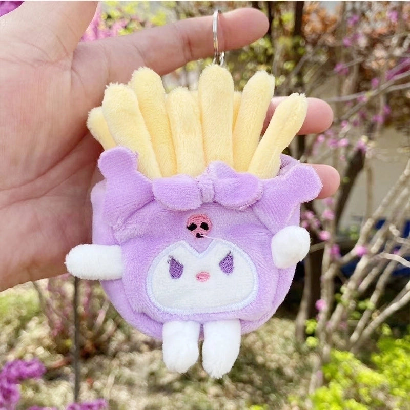 3 Pieces Cute Novelty Toast Hamburger Hot Dog Pp Cotton Plush Unisex Bag Pendant Keychain