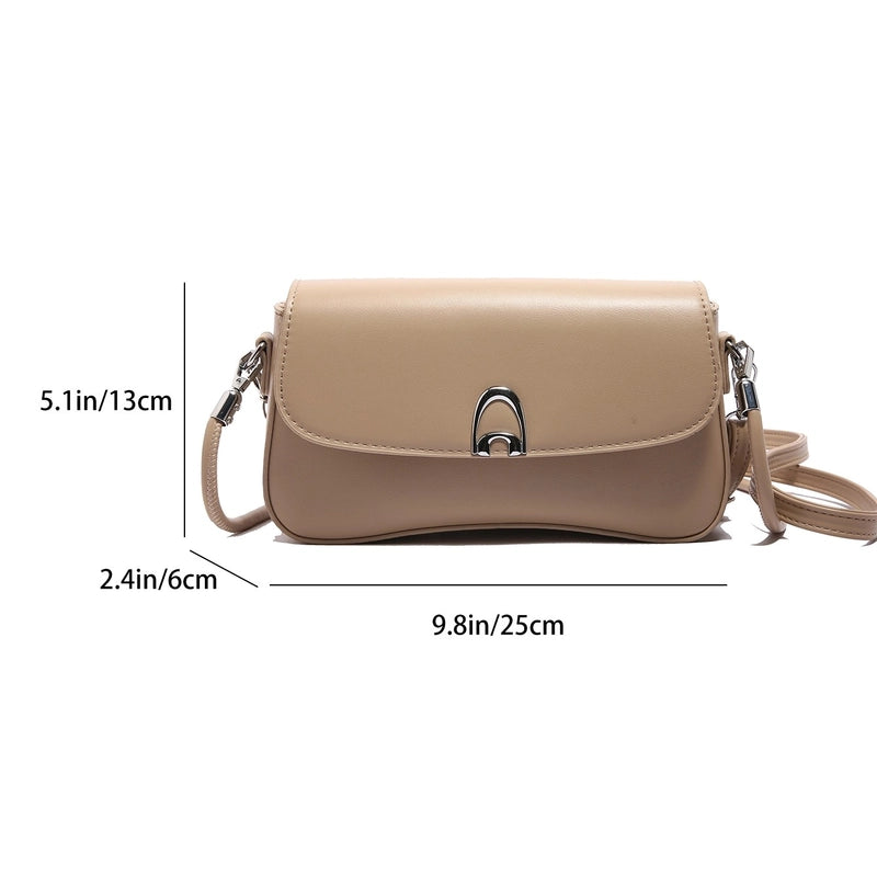Women’s Medium Pu Leather Solid Color Classic Style Sewing Thread Square Flip Cover Underarm Bag