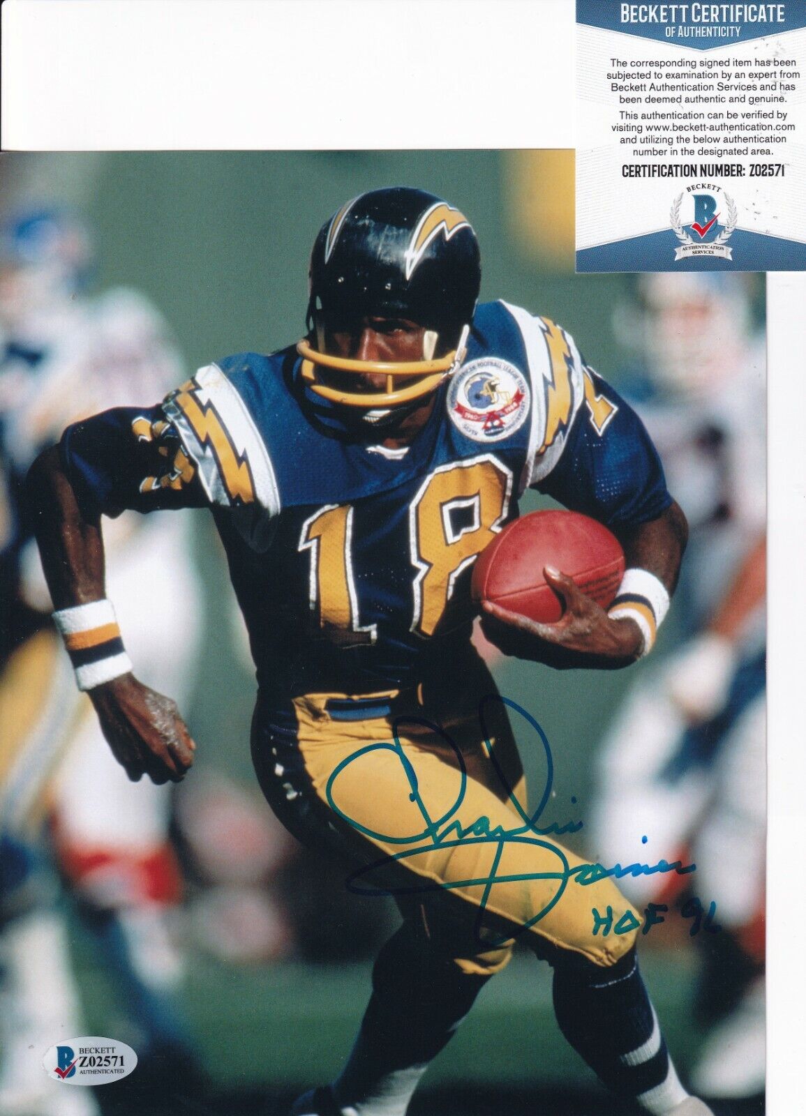 CHARLIE JOINER signed (SAN DIEGO CHARGERS Football 8X10 Photo Poster painting BECKETT BAS Z02571