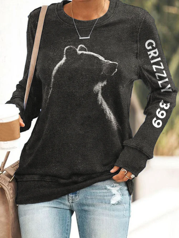 Western Bear 399 Animal Silhouette Women's Long Sleeve T-Shirt