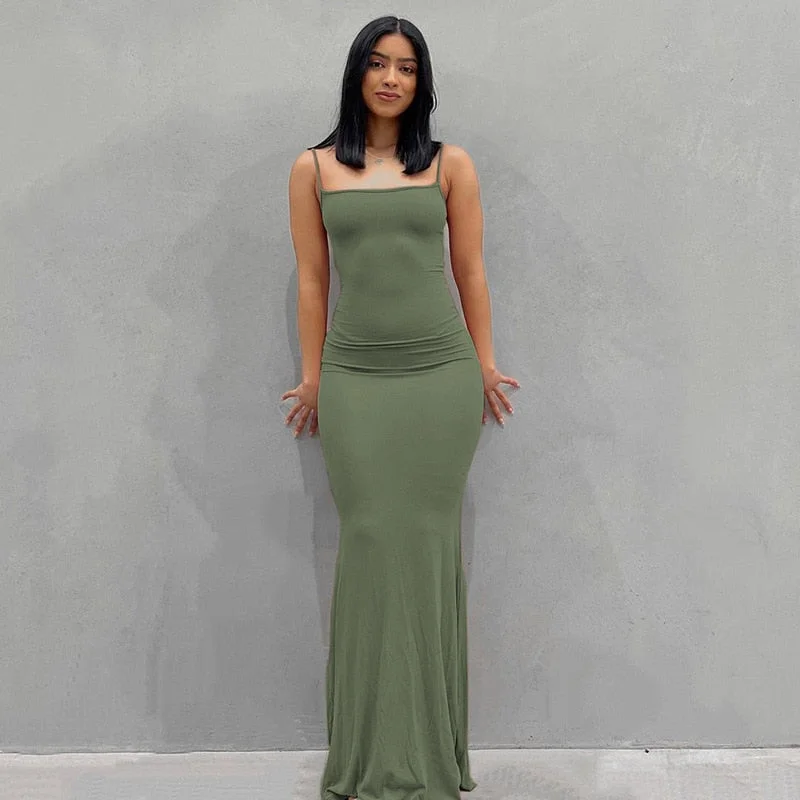 Hugcitar Satin Slip Sleeveless Backless Slim Sexy Maxi Dress 2022 Spring Women  Party Y2K Concise Bodycon Elegant  Clothing
