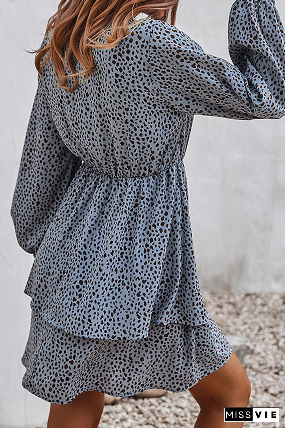 Elegant Print Split Joint Frenulum V Neck A Line Dresses