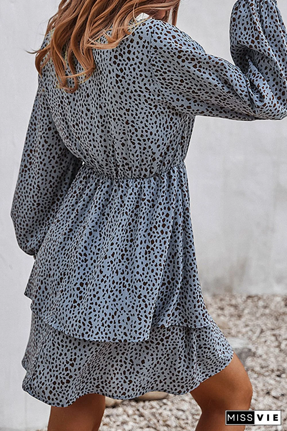 Elegant Print Split Joint Frenulum V Neck A Line Dresses