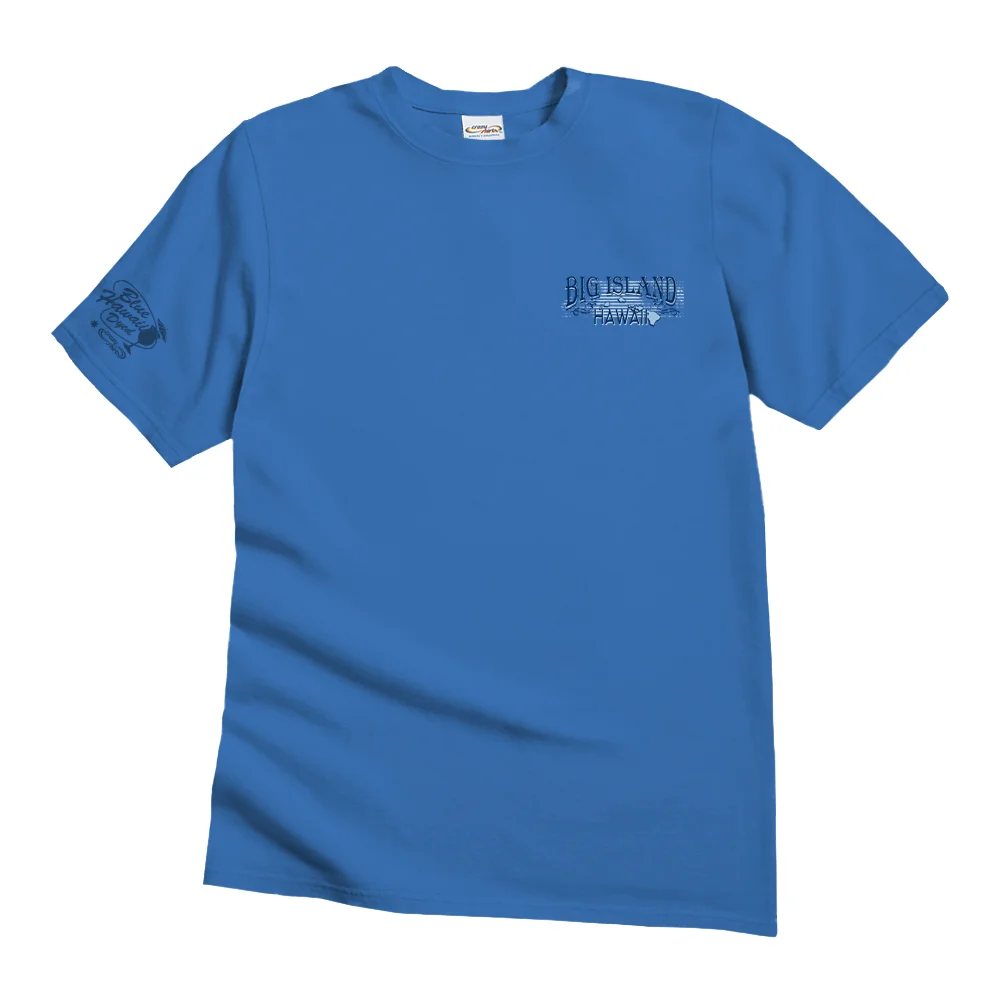  Vibrant Blue T-Shirt with Tropical Graphic for Summer Fun