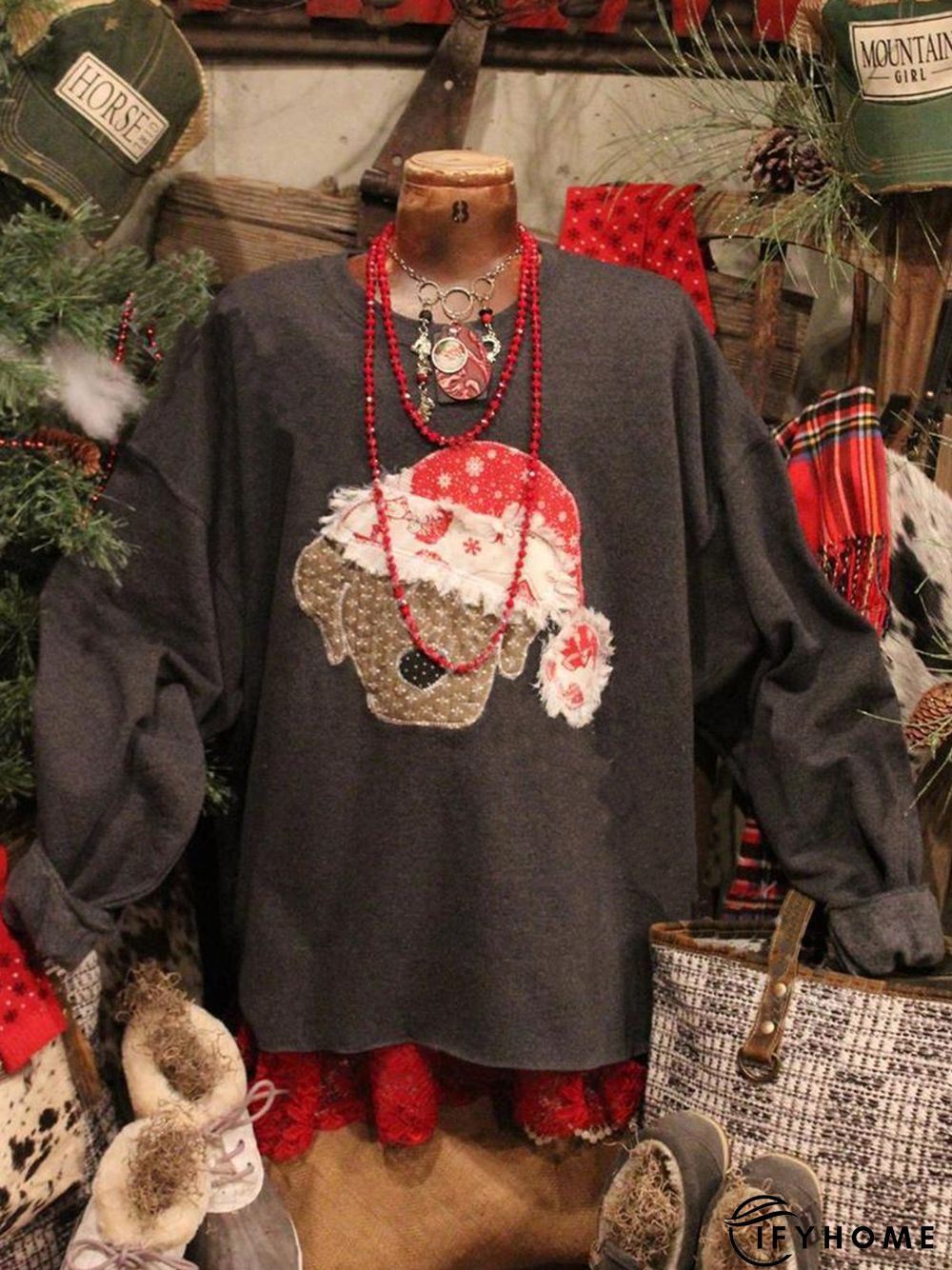 Crew Neck Long Sleeve Animal Shift Sweatshirts | IFYHOME