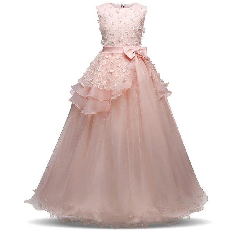 Elegant Princess Fancy Dress For Girls Party Wedding Tulle Lace Long Dresses Ceremony Prom Gown Communion Teen Girl Clothes 14Y