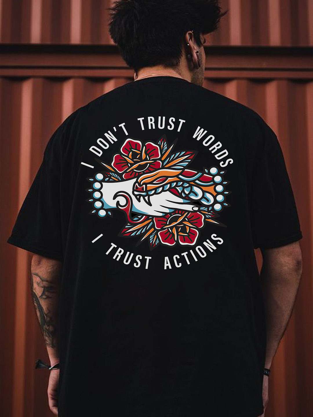 I don't trust words  printed men's designer T-shirt - Krazyskull