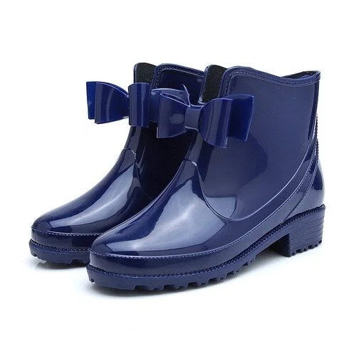 2020 New Fashion Women Rain Boots Fashion Non-Slip Women's Water Shoes Flat Bottom Women Velvet Short Tube Warm Overshoes D1307