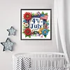 Independence Day Flag and Flowers - Crystal Rhinestone Diamond Painting