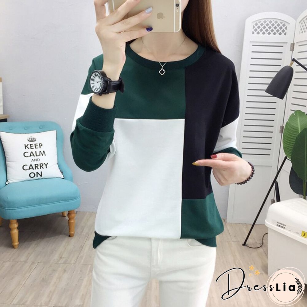 Christmas Gift tee shirt femme plus size women t-shirt autumn winter patchwork o-neck camisetas verano mujer long sleeve t shirt vintage