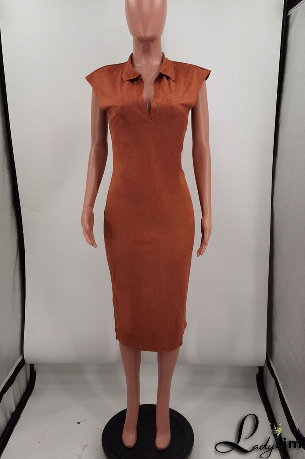 Black Casual Solid Split Joint Turndown Collar One Step Skirt Dresses