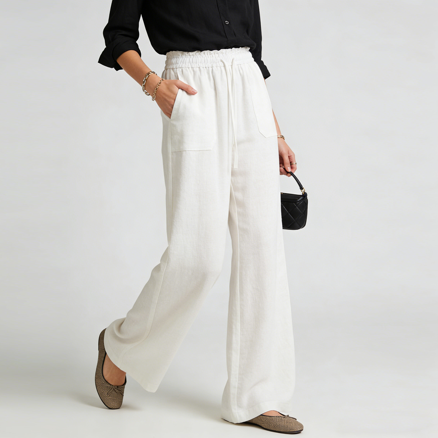 100% European Linen Pants for Women Lightweight REAL SILK LIFE