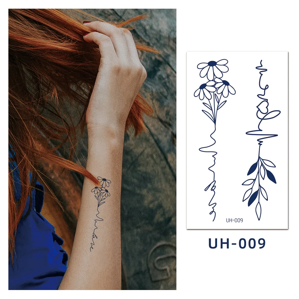 Sdrawing Stickers Semi-permanent Juice Lasting Tattoo Blue Butterfly Fake Waterproof Tattoos Temporary Women Arm Chest Body Art