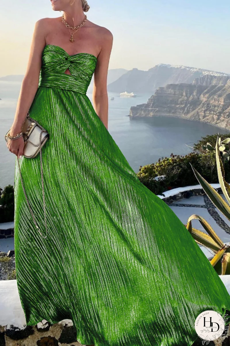 Fashion Solid Hollowed Out Strapless Cake Skirt Dresses