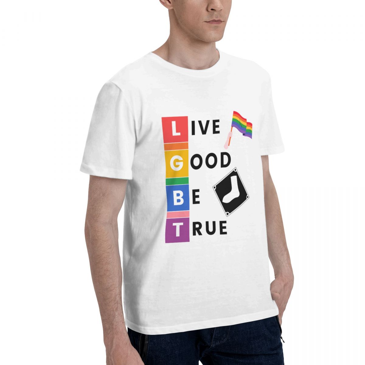 Chicago White Sox LGBT Pride Printed Men's Cotton T-Shirt