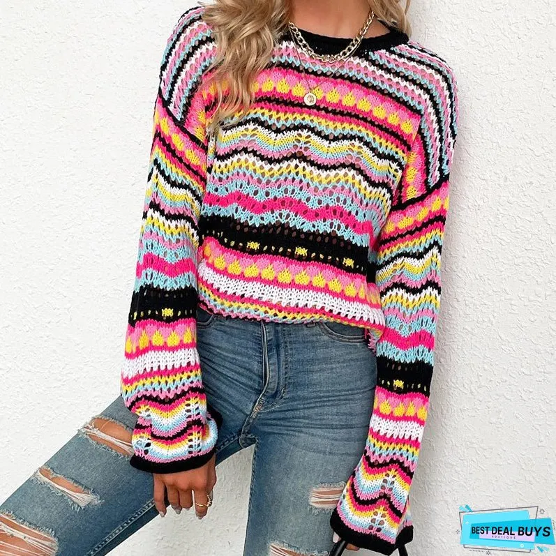 Colourful Striped Knit Sweater