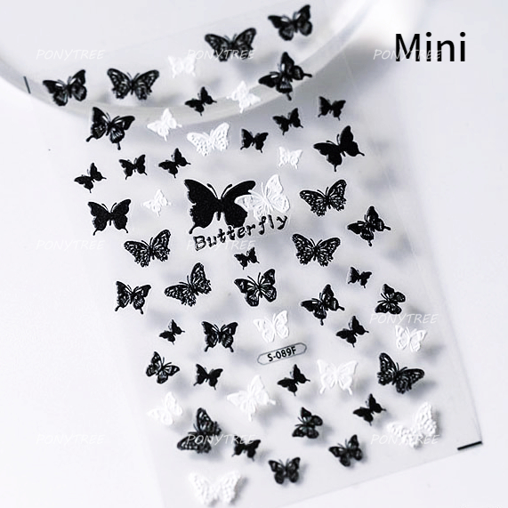 Bayuyun Dreamy Summer Nails – Blue Pink Purple Gradual Flower Petal Butterfly 5D Nail Art Stickers  