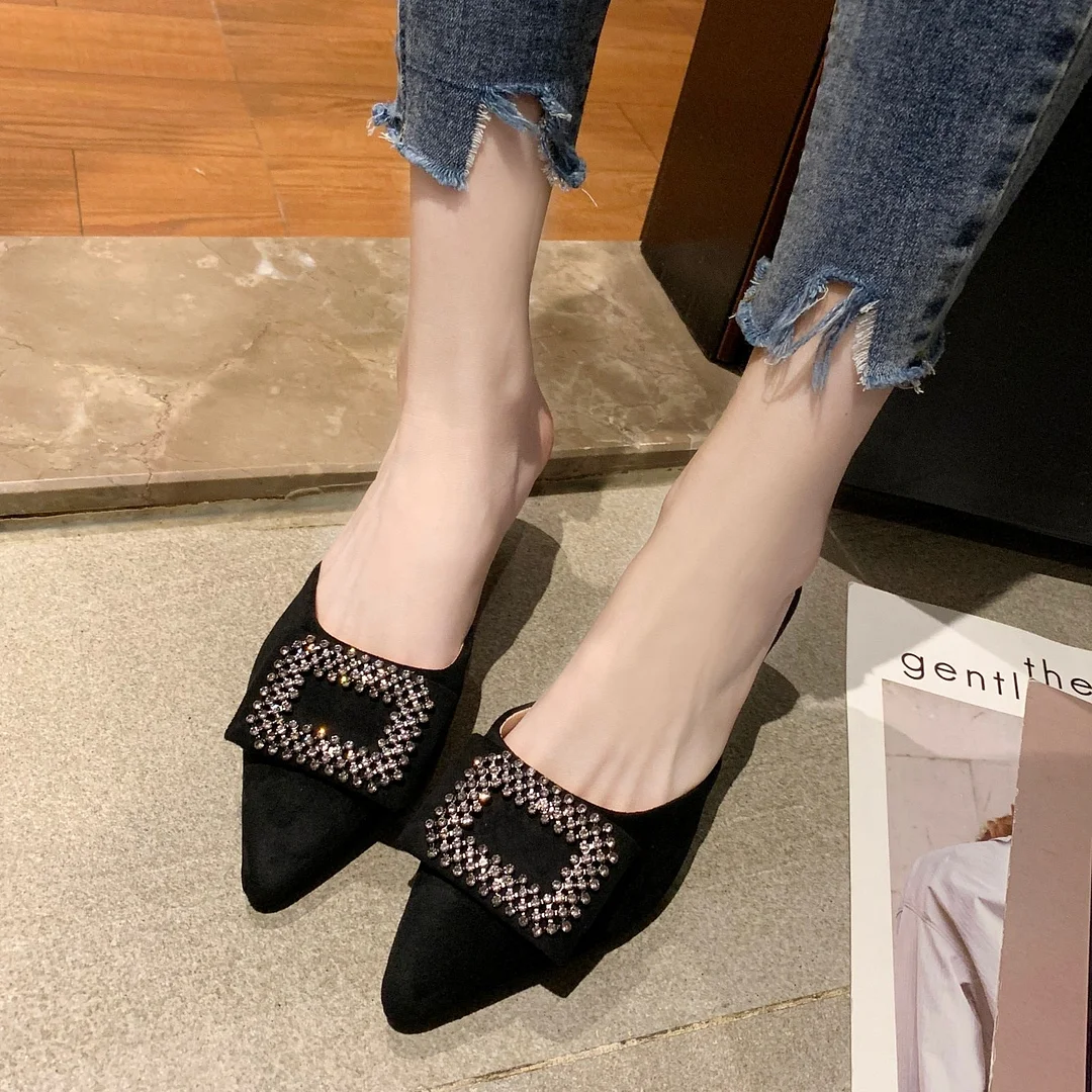 Sandals female summer wear shoes female 2019 new sweet Baotou half slippers high heel stiletto women's shoes Size 35-40