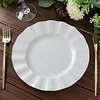 10 Pack | 9" White Hard Plastic Dinner Plates with Gold Ruffled Rim, Heavy Duty Disposable Dinnerware