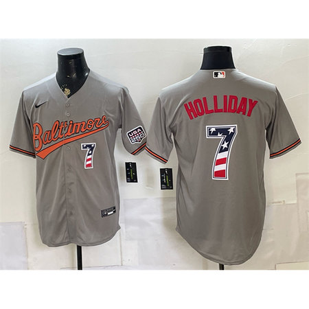 Youth Baltimore Orioles #7 Jackson Holliday Grey USA 250 Fourth of July Home Baseball Jersey