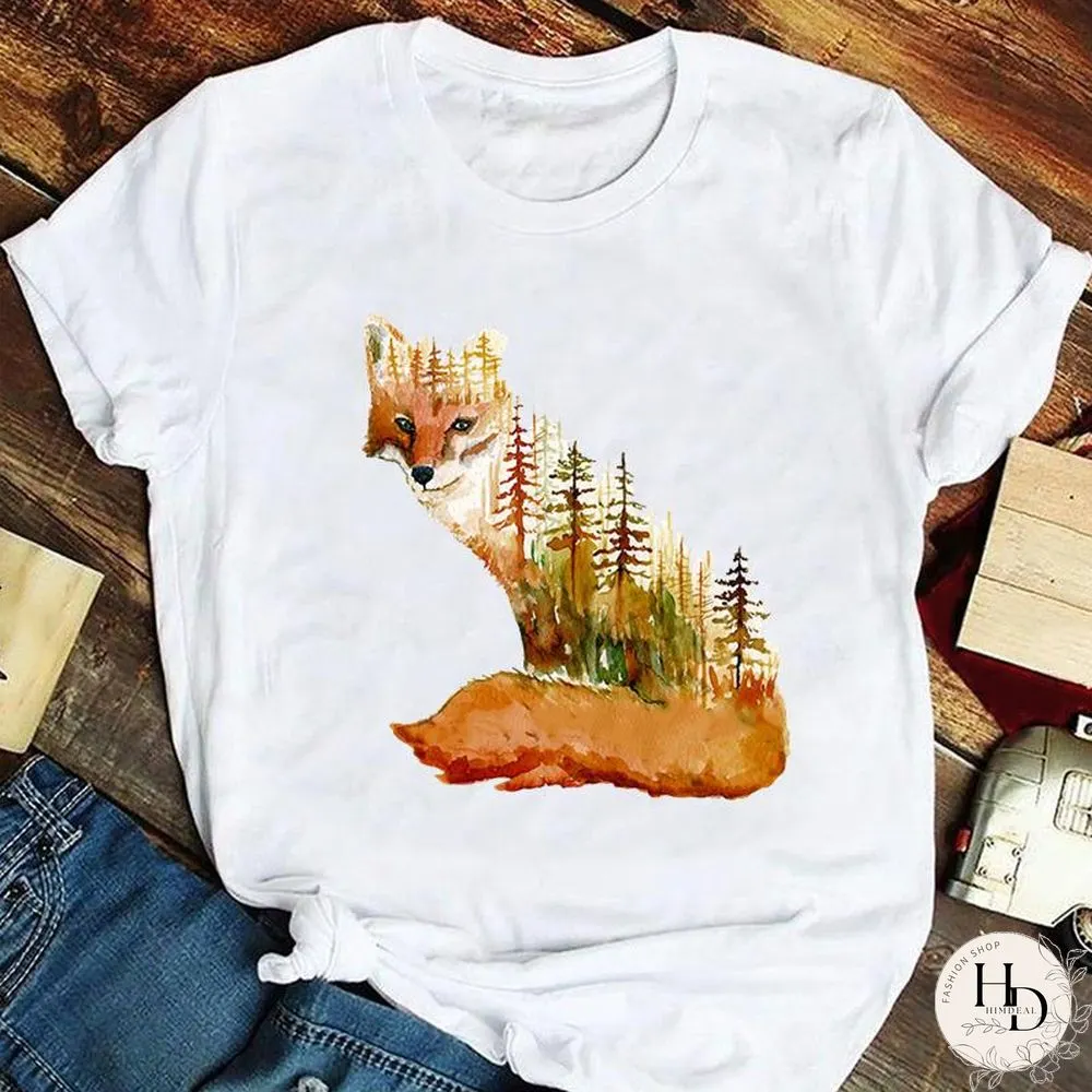 Tee Fashion Women Ladies Tshirt Top Lady Print Female Clothes Animal Trend Spring Summer