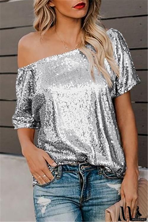 MidiSono - Sequin Dew Shoulder Blouse
