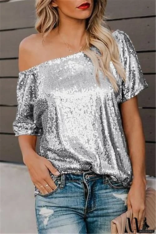 MidiSono - Sequin Dew Shoulder Blouse